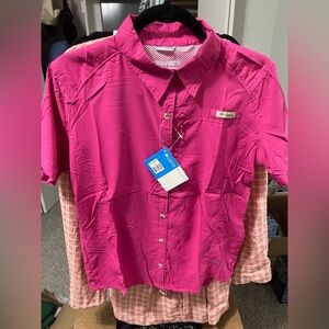 Columbia button down short sleeve top Omni shade protection size L/G. New